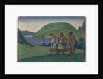 Youths, décor and costume design for Stravinsky's ballet 'Le Sacre du Printemps', 1944 by Nicholas Roerich