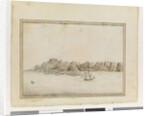 Opp. p. 19. 'Santa Cruz on the SE side of Teneriffe; Sirius & Convoy in the Roads. June 1787. The Peak Shewing in a Gap betweeen two other Mountains', c.1802 by William Bradley