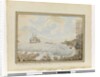 Opp. p. 194. `Part of the Reef & Landing places Sydney Bay; Sirius & Supply endeavouring to work out of the Bay. March 19 1790', c.1802 by William Bradley
