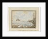 Opp. p. 194. `Part of the Reef & Landing places Sydney Bay; Sirius & Supply endeavouring to work out of the Bay. March 19 1790', c.1802 by William Bradley