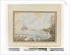 Opp. p. 194. `Part of the Reef & Landing places Sydney Bay; Sirius & Supply endeavouring to work out of the Bay. March 19 1790', c.1802 by William Bradley