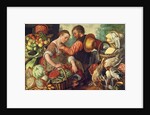 Woman Selling Vegetables, 1567 by Joachim Beuckelaer or Bueckelaer