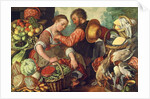 Woman Selling Vegetables, 1567 by Joachim Beuckelaer or Bueckelaer