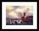 A Winter Skating Scene by Claes (1630-76) Molenaer