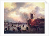A Winter Skating Scene by Claes (1630-76) Molenaer