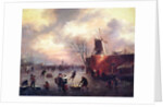 A Winter Skating Scene by Claes (1630-76) Molenaer