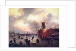 A Winter Skating Scene by Claes (1630-76) Molenaer