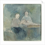 Two Peasants at the Table, c.1874 by Camille Pissarro