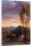 Oxen Ploughing at Sunset by Samuel Palmer