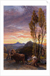 Oxen Ploughing at Sunset by Samuel Palmer