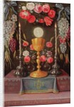 A Chalice with the Eucharist in a cartouche decorated with flowers and fruit, c.1664 by Jan van the Elder Kessel