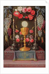 A Chalice with the Eucharist in a cartouche decorated with flowers and fruit, c.1664 by Jan van the Elder Kessel