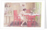 Model Writing Postcards, 1906 by Carl Larsson