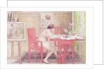 Model Writing Postcards, 1906 by Carl Larsson