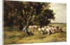 A shepherd and his flock by Charles Emile Jacques