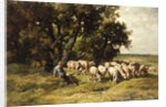A shepherd and his flock by Charles Emile Jacques
