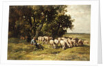 A shepherd and his flock by Charles Emile Jacques
