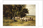 A shepherd and his flock by Charles Emile Jacques