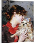 The actress Rejane and her dog, c.1885 by Giovanni Boldini