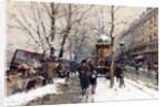 Bookstalls in Winter, Paris by Eugene Galien-Laloue