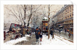 Bookstalls in Winter, Paris by Eugene Galien-Laloue