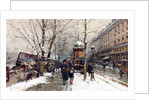 Bookstalls in Winter, Paris by Eugene Galien-Laloue