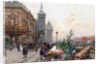The Flower Market, Paris by Eugene Galien-Laloue