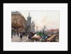 The Flower Market, Paris by Eugene Galien-Laloue