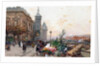 The Flower Market, Paris by Eugene Galien-Laloue
