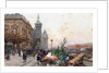 The Flower Market, Paris by Eugene Galien-Laloue