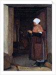 Peasant Girl Knitting, 1855 by Francois Bonvin