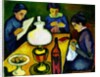 Three Women at the Table by the Lamp, 1912 by August Macke
