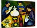 Three Women at the Table by the Lamp, 1912 by August Macke