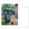 Peasant Women Chatting at Eragny, 1895-1902 by Camille Pissarro