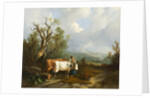 Landscape with cattle and figure of woman, 1842 by William Snr. Shayer
