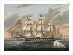 U.S. Ships-of-the-Line and Frigates Delaware and North Carolina, Brandywine, and Constellation, 1848 by James Guy Evans