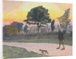 Sunset, Letchworth, with Man and Dog, 1912 by Spencer Frederick Gore