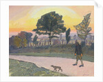 Sunset, Letchworth, with Man and Dog, 1912 by Spencer Frederick Gore
