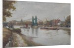 Hammersmith Bridge - the present one - post 1887 - looking from the Surrey shore by Charles John de Lacy