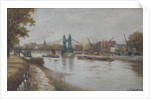 Hammersmith Bridge - the present one - post 1887 - looking from the Surrey shore by Charles John de Lacy