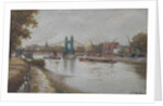 Hammersmith Bridge - the present one - post 1887 - looking from the Surrey shore by Charles John de Lacy