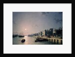 Tower of London and the Thames in moonlight by Henry Pether