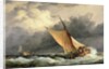 Dutch cargo boats in rough sea by Edward William Cooke