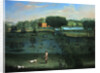 Country house scene with deer and arboretum by Balthasar Nebot