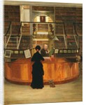 The interior of the Logan Library Philadelphia, with the librarian LLoyd Pearsall Smith at his desk, 1880 by George Bacon Wood