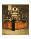 The interior of the Logan Library Philadelphia, with the librarian LLoyd Pearsall Smith at his desk, 1880 by George Bacon Wood