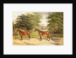 Two horses, harnessed in tandem, pulling a carriage, 1883 by Benjamin Cam Norton