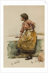 Study of a Girl on a Harbour Wall by Walter Langley