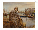 Fisherman on Newlyn Harbour Wall, 1920 by Henry Meynell Rheam