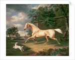 A Palomino frightened by an oncoming storm with a Spaniel, 1814 by Charles Towne